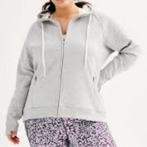 Light Gray Full-Zip Hooded Sweatshirt